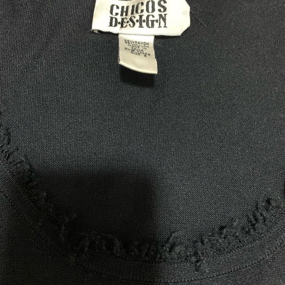 Chico’s Black scoopneck top with fringe detail. Chicos size 3. Large - Picture 2 of 5